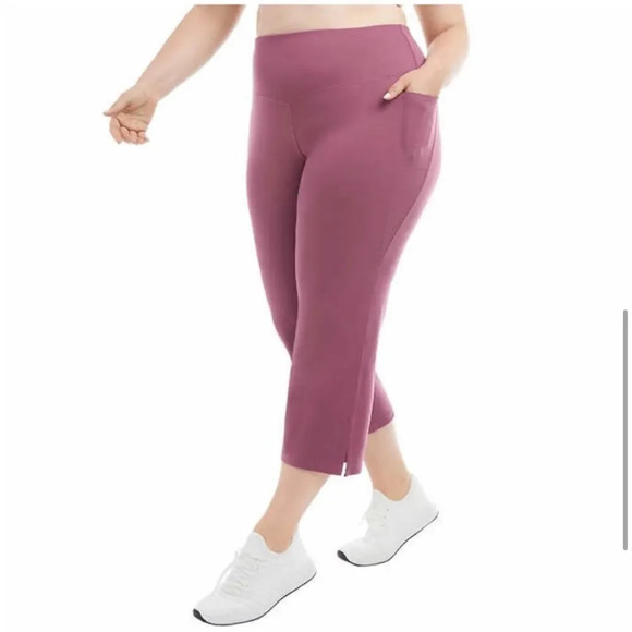 Jockey Ladies Yoga Capri Cropped Slit Flare Stretch Pant Mauve/Nocturne Sz Small - Picture 5 of 9
